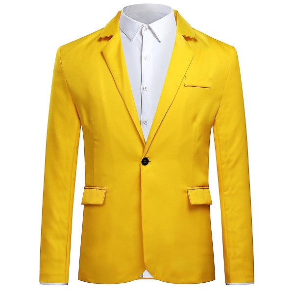 Miesten yksirivinen casual puku toppitakki 6 väriä CMK Yellow XS