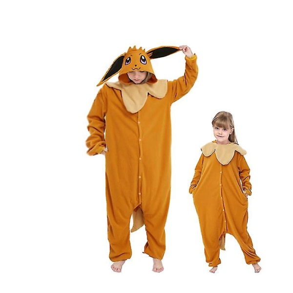 Kawaii Cartoon Onepiece Pajamas Brown Eevee Couple Animation Performance Costume Halloween Clothes Cute Homewear For Boy&girl K S