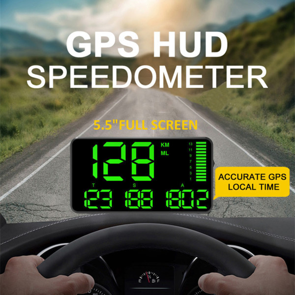 GPS bil HUD stor skjerm universal kilometerteller speedometer