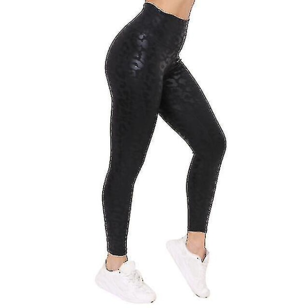 Højtaljede leggings til kvinder, trykte bukser til løb Cycling Yoga CMK black M