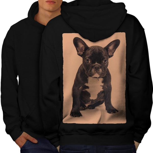 Bulldog Foto Hund Mænd BlackHoodie Tilbage | Wellcoda CMK Black X-Large