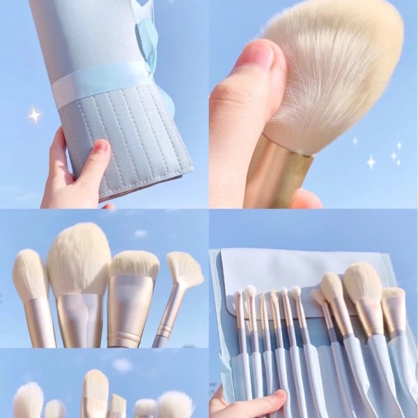 10-pack mjuk fluffig sminkborsteset Skönhetsverktyg