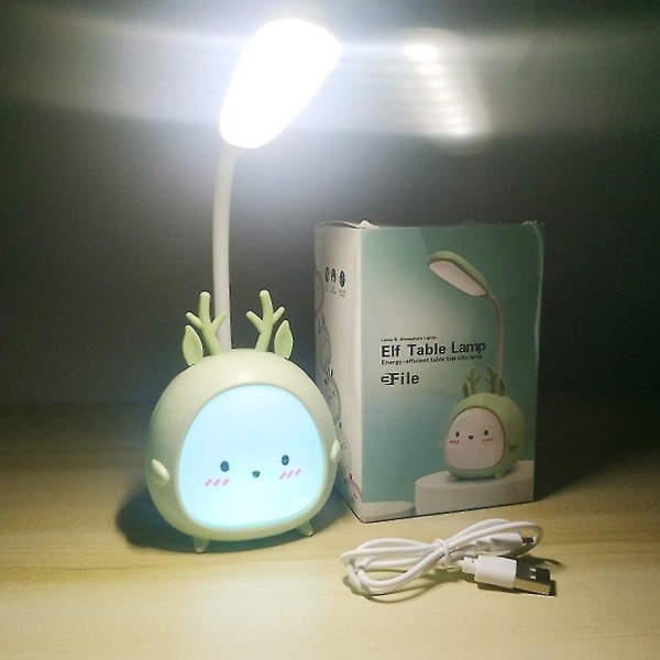 Bärbar Led-bordslampa Hopfällbar ljus Söt tecknad skrivbordslampa USB Recharge LED-lampa X Pink Deer