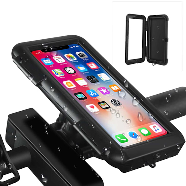 Mobilholder Cykel - Vandtæt Cykeltaske Mobil 4,7-6,5\" sort black