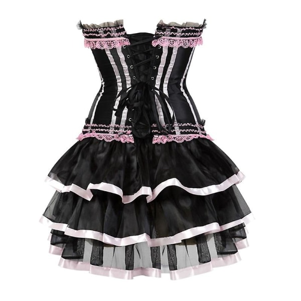 S-6xl Women's Sexy Corset, Corset and Skirt Set Black M