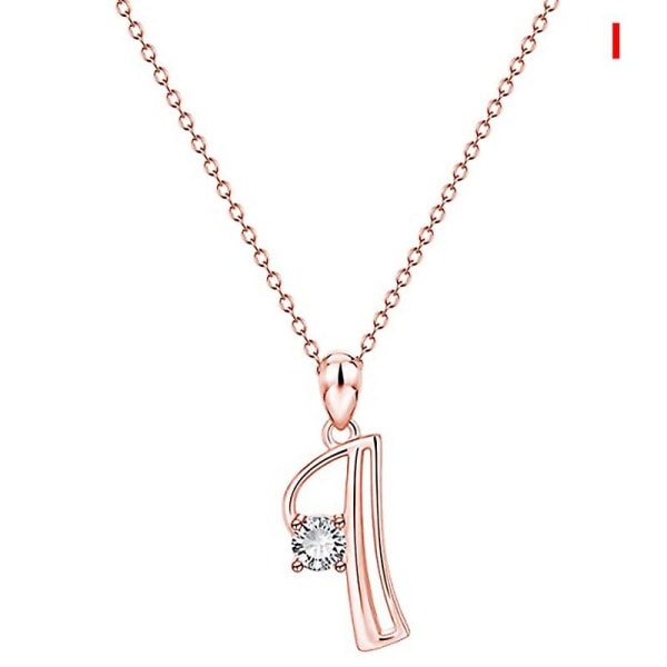 Women Fashion Necklace 26 Capital Letter A-Z Pendant with Rhinestone Lightweight Rose Gold Necklace CMK X