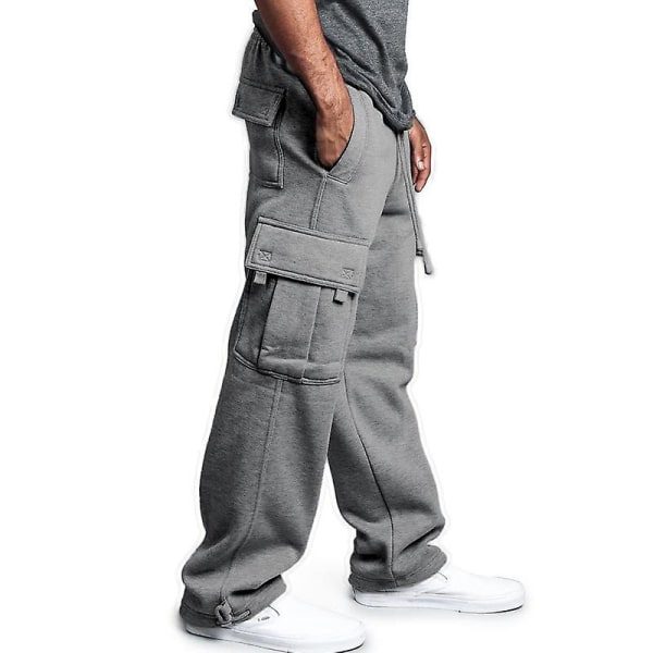 Men's Solid Color Drawstring Lounge Pants Grey 2XL