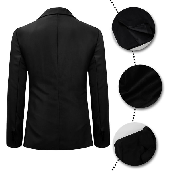 Allthemen Herre Solid Color Slim Fit Business Casual Blazer CMK Black XS