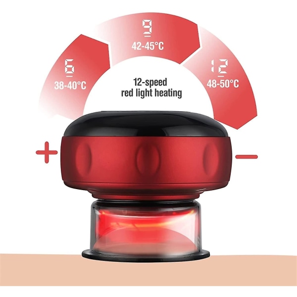 Elektrisk Cupping Massager Med Red Light Vibration red