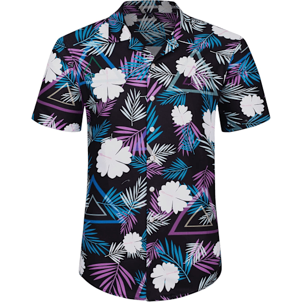 Miesten Havaiji-paita ja shortsit setti Regular Fit lyhythihainen rento funky ranta flamingo paita setti L Black Leaf