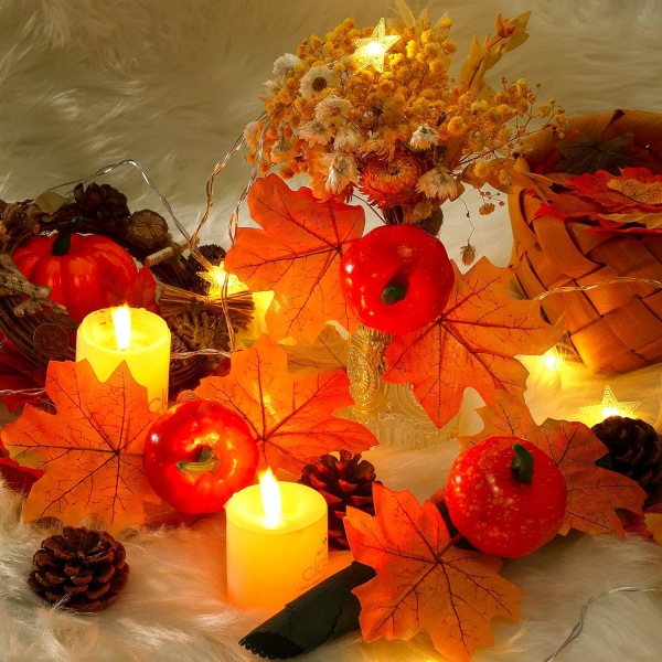 12 Pieces Thanksgiving Pumpkin Napkin Rings for Autumn Fall Leaves Decoration Supplies (Classic Style) Classic Style 12