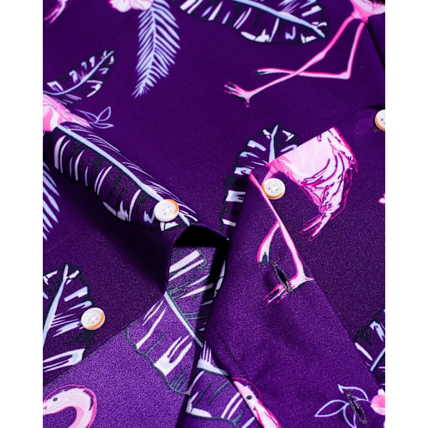 Miesten Havaiji-paita ja shortsit setti Regular Fit lyhythihainen rento funky ranta flamingo paita setti XL XL Purple Flamingo