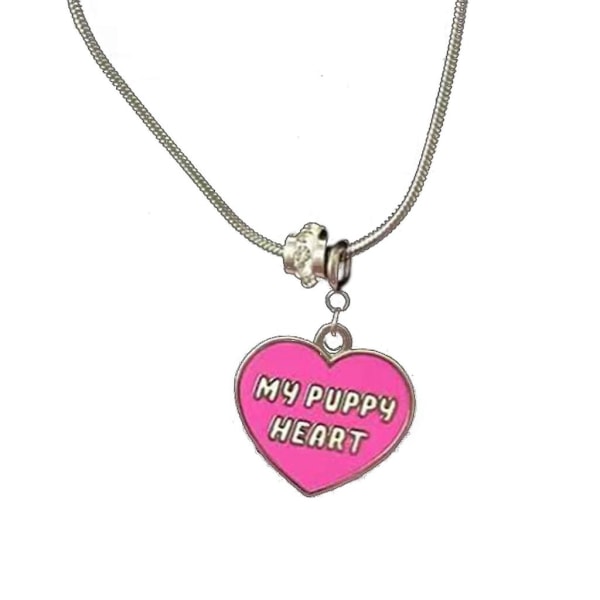 Cartoon Dog Heart Pendant Necklace For Couple Sweet Pendant Clavicular Chain CMK B