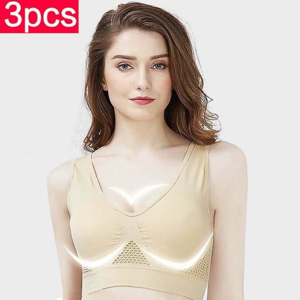 3 Pcs Mesh Push Up Bra Wireless Sexy Woman Bras For Women Top Female Bralette Seamless Bh Brasier Unwired Large Size Sports Bra CMK skin purple Red One Size