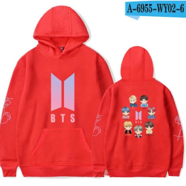 Bts Hoodie Love Yourself Langermet Unisex Hoodie Sweatshirt CMK Red 4XL