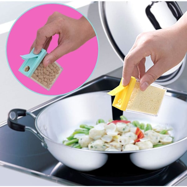 Bärbar design för BBQ, camping, vandring, kryddströare, transparenta kryddförvaringsbehållare, tålig plast lätt att rengöra, set med 6 kryddor
