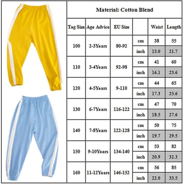 Children's Unisex Striped Loose Lounge Pants Yellow 7-8 Years