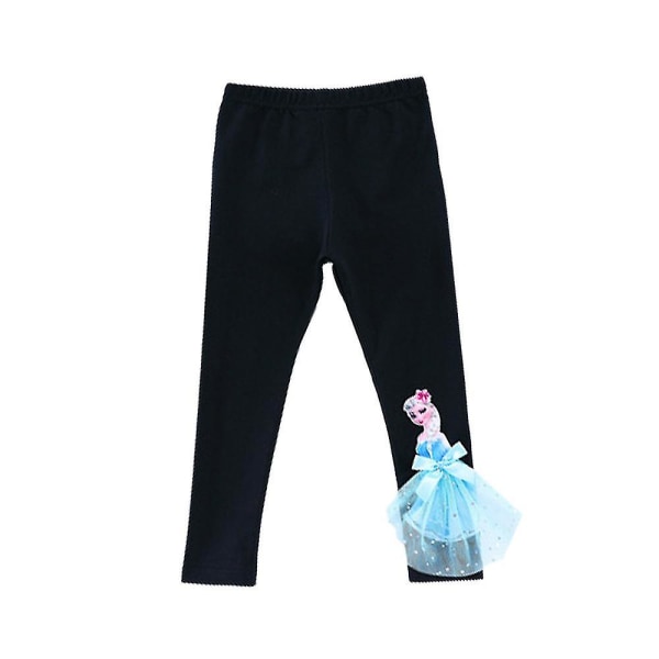 leggings med prinsessetrykk for barn Black - Blue Elsa 3-4Years