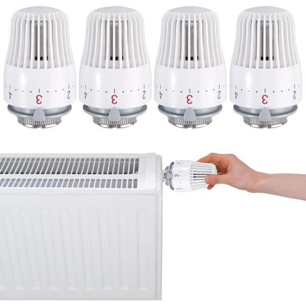 Termostatiskt radiatorhuvud - 4 stycken, M30 x 1.5 för kök och badrum