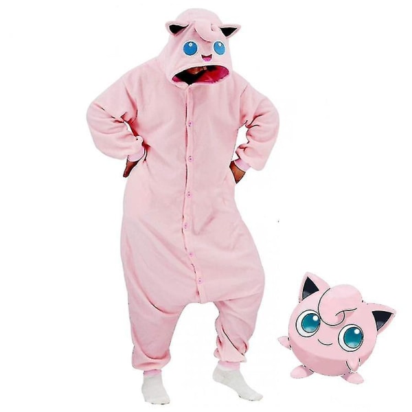 Jigglypuff Kostume Full Body Pyjamas Halloween Jul Kigurumi i et stykke til mænd Kvinder K S