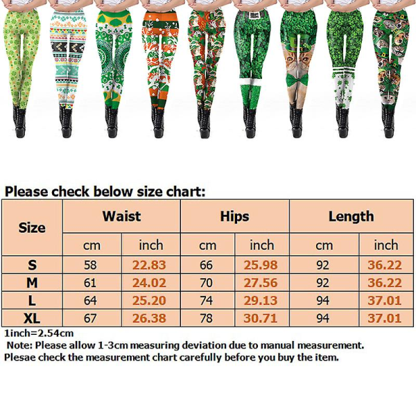 Women Leggings High Waist Yoga Pants Clover Print Elastic Waisted Tights Stretch Trousers CMK Style-D M