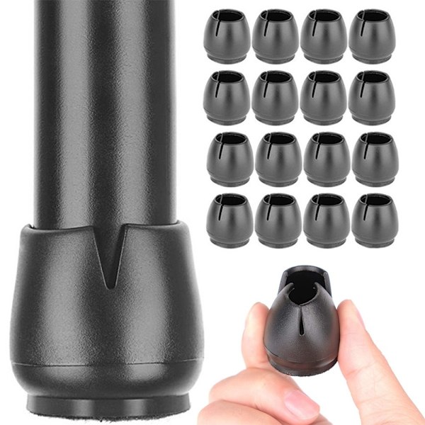 16-Pack - Möbeltassar / Silikon Fötter till Stol - Golvskydd Black Svart