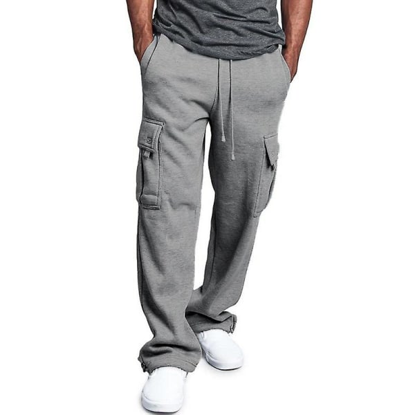 Men's Solid Color Drawstring Lounge Pants Grey 2XL