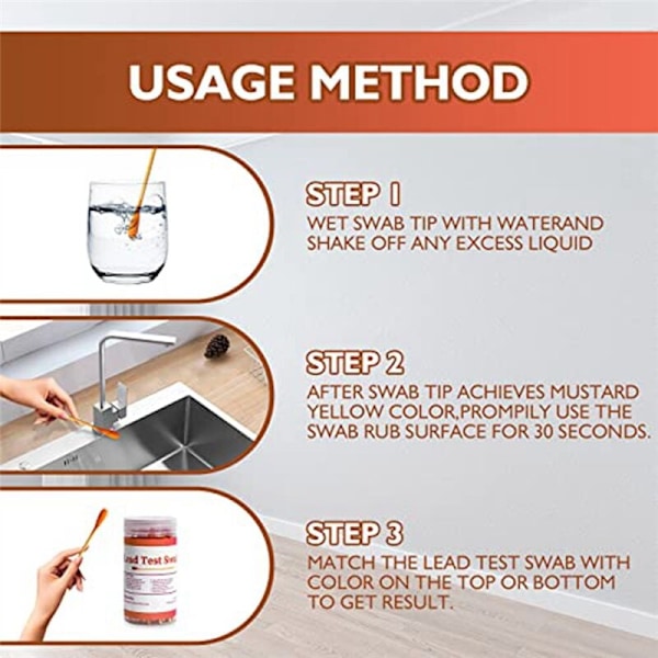 Blyfarvetest Swab Kit: 60 Blytest Kit Swabs, Hjem Blytest Kit, Blytest