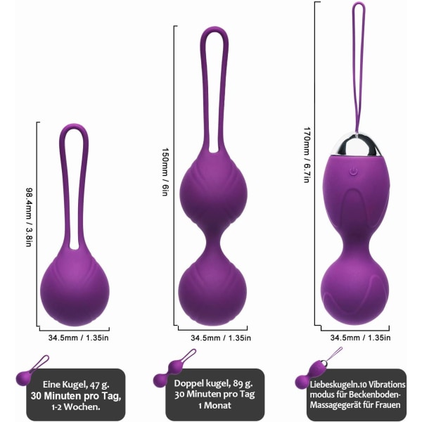Bäckenbottentränare för kvinnor med - Kegelbollar med 10 vibrationslägen