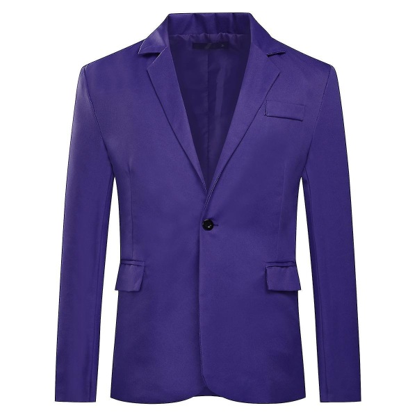 Män Enkelknäppt Casual Suit Toppjacka 6 färger CMK Purple L