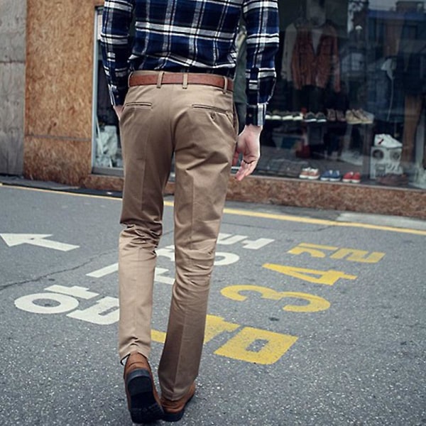 Mens Plain Blazer Pants Office Formal Chino Trousers Khaki 30