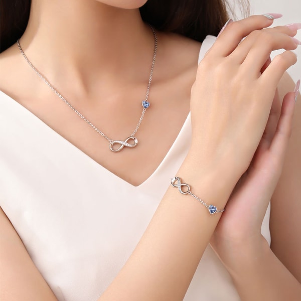 Naisten sydänsymboli-rannekoru Gold Necklace - Blue