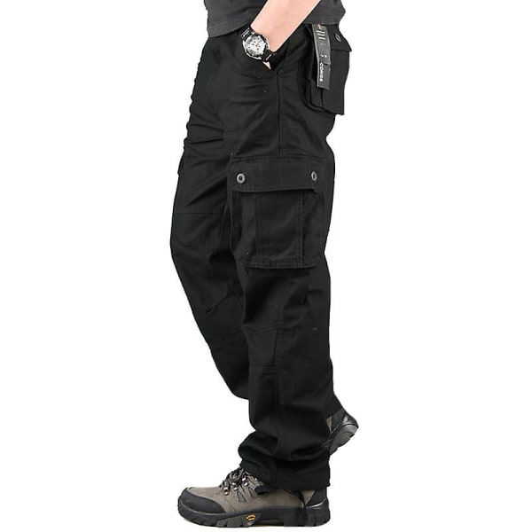 Men's Plain Color Cargo Pants Black 30