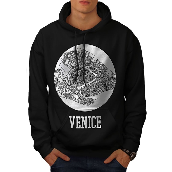 Venice City Map Mote Herre BlackHoodie | Wellcoda CMK Black 3X-Large