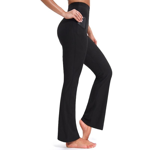 Yogabukser for kvinner med høy midje Leggings med elastiske løpebukser Magekontroll treningsbukse CMK Black L