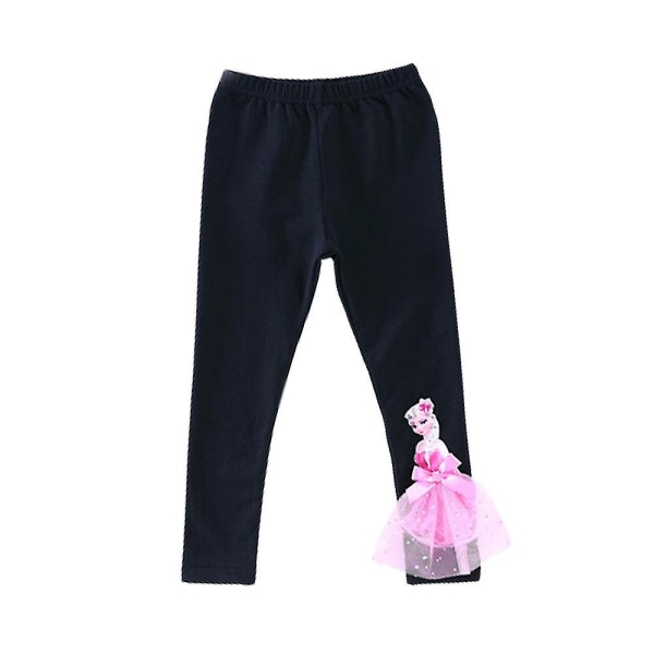 kids princess print leggings Black - Pink Elsa 5-6Years