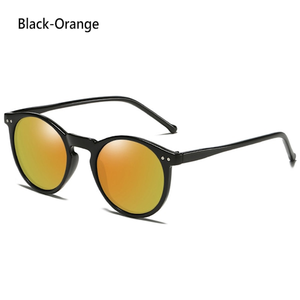 Unisex runde polariserte solbriller briller solbriller UV400 rund ramme retro Svart-Oransje Black-Orange