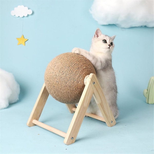 V Type Roterende Ball Cat Scratcher Slipeklør Håndlaget sisal tau (medium) O