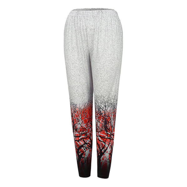 Leggings med floral elastisk midje for kvinner Red XL