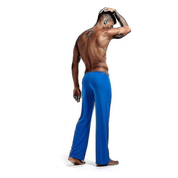 New Trend Men's Loose Yoga Pants Elastic Waist Modal Yoga Pants CMK Blue S