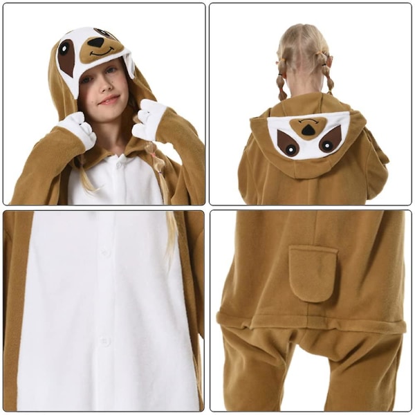 Unisex Child  Onesie Pajama Plush  Costume Cute Halloween Costume K Brown Sloth 105