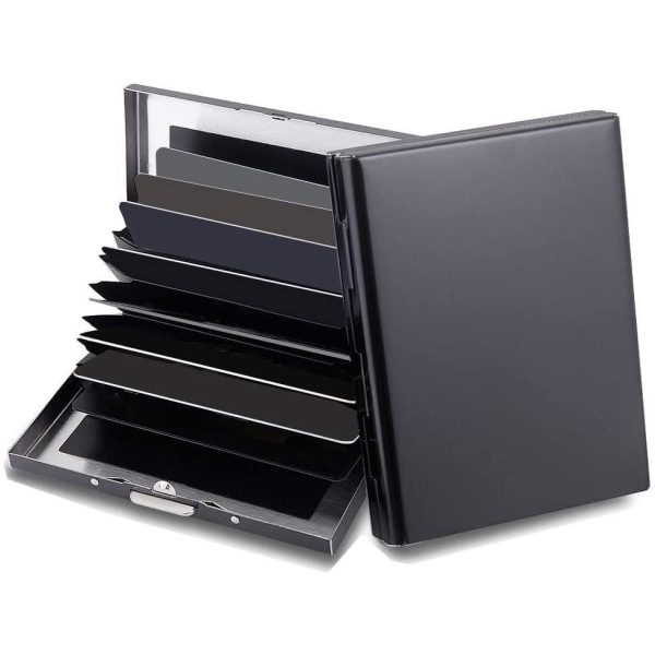 10 Fack XL Design Rustfrit Kortholder til mindst 10 kort Black Svart