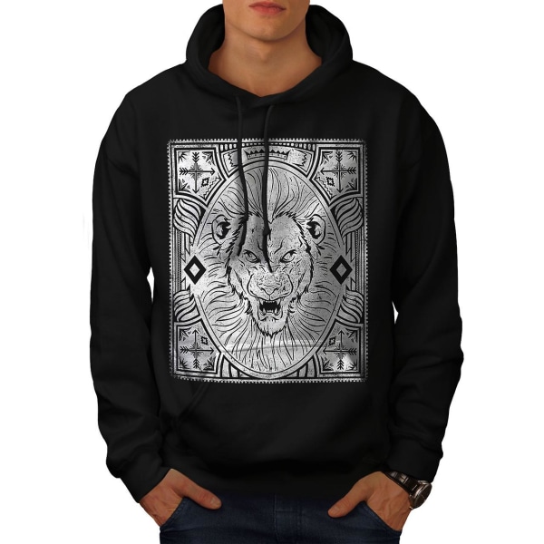 Angry Lion Face Menn BlackHoodie | Wellcoda CMK Black 3X-Large