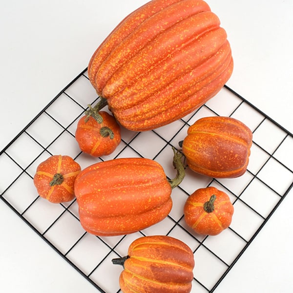 Halloween-Pumppuja Simuloivat Koristeet 7 kpl Simuloitu Pumppu Malli Teko-Pumppu Koriste Väärennös Pumppu Halkeilee Orange