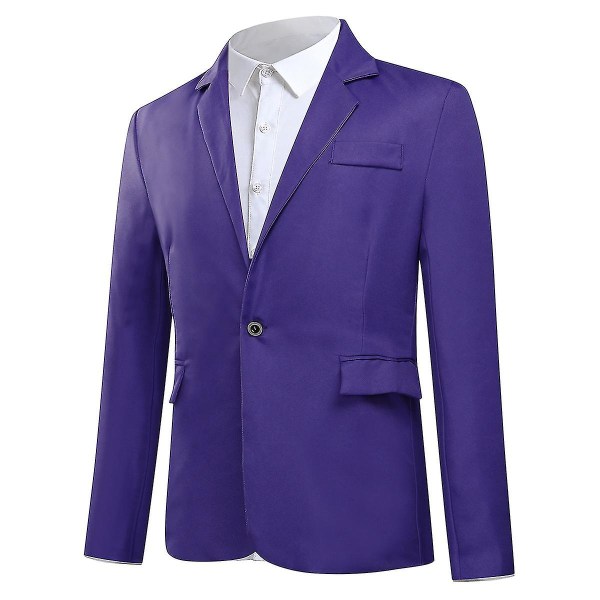 Mænds Single Breasted Casual Suit Topjakke 6 farver CMK Purple S