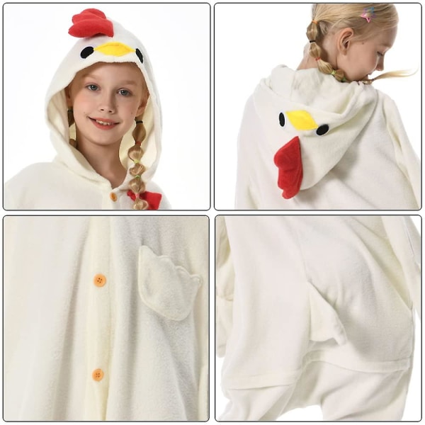 Unisex-lasten Onesie-pyjaman pehmoasu Söpö Halloween-asu K White Chicken 125