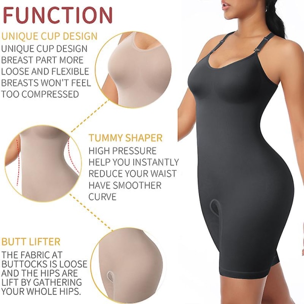 Bodysuit Shapewear Women Full Body Shaper Tummy Control Slimming Sheath Butt Lifter Push Up Thigh Slimmer Abdomen Shapers Corset CMK Black L