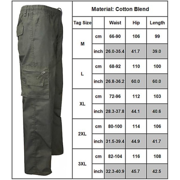 Ensfarget Cargo Straight-bukser for menn Khaki XL