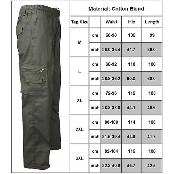 Men's Plain Color Cargo Straight Pants Army Green 2XL