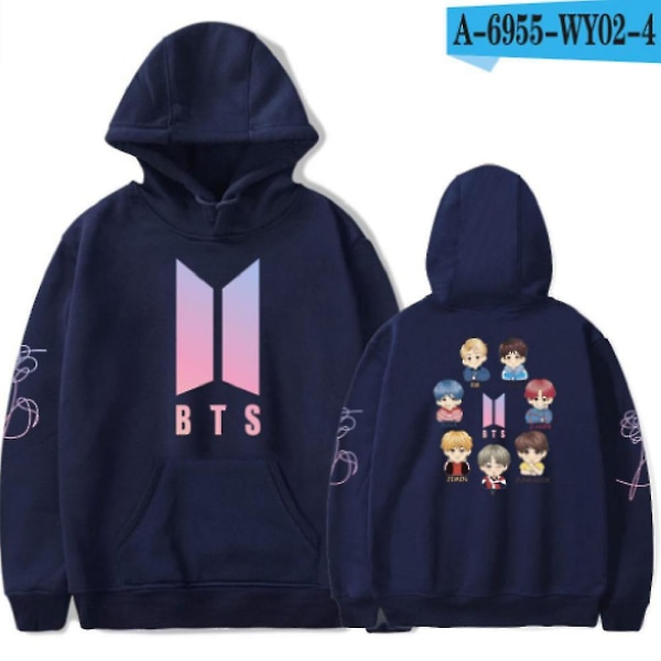 Bts-huppari Love Yourself pitkähihainen unisex huppari CMK-huppari Navy S